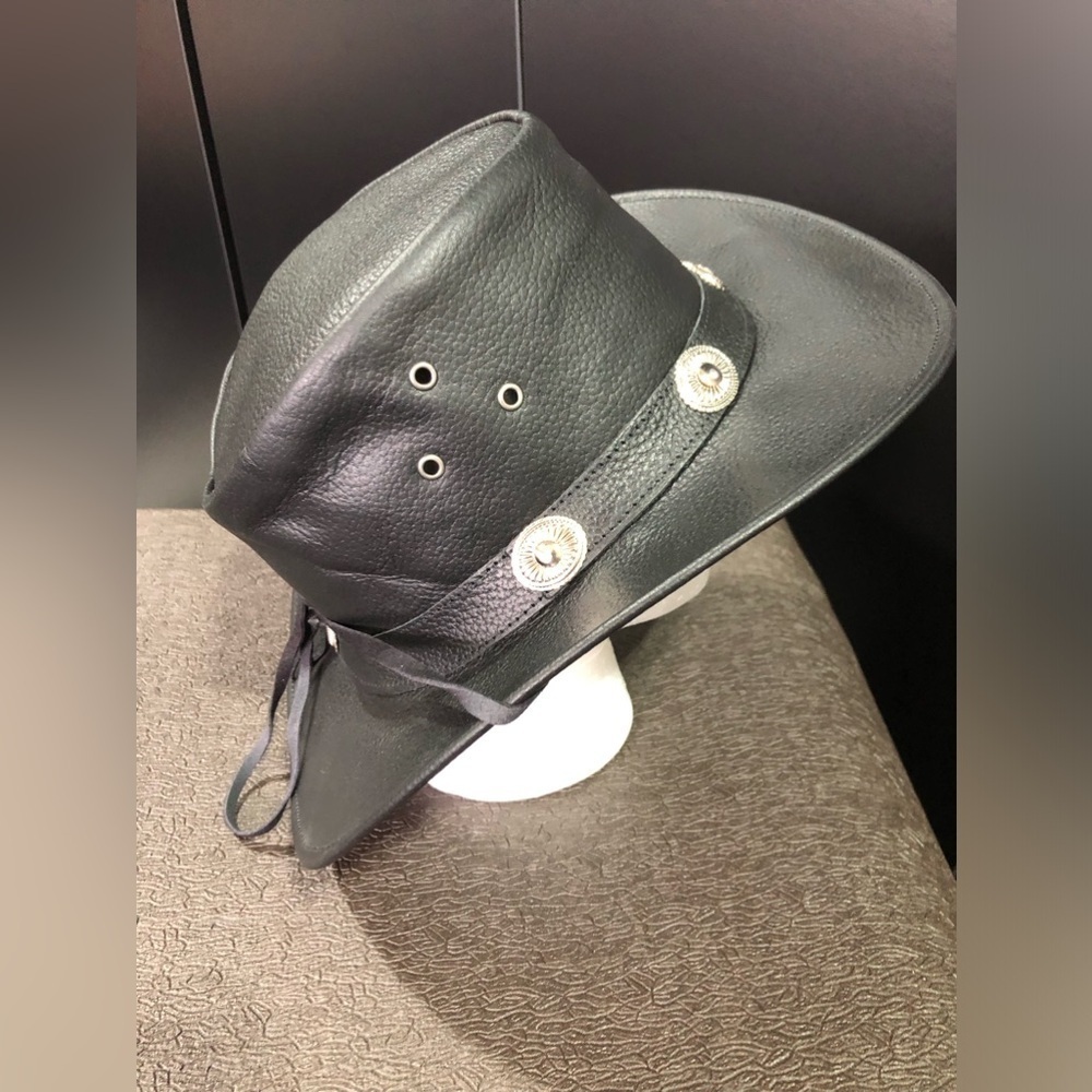 American Bison 100% cow leather Western, cowgirl,silvertone conchos, chin strap